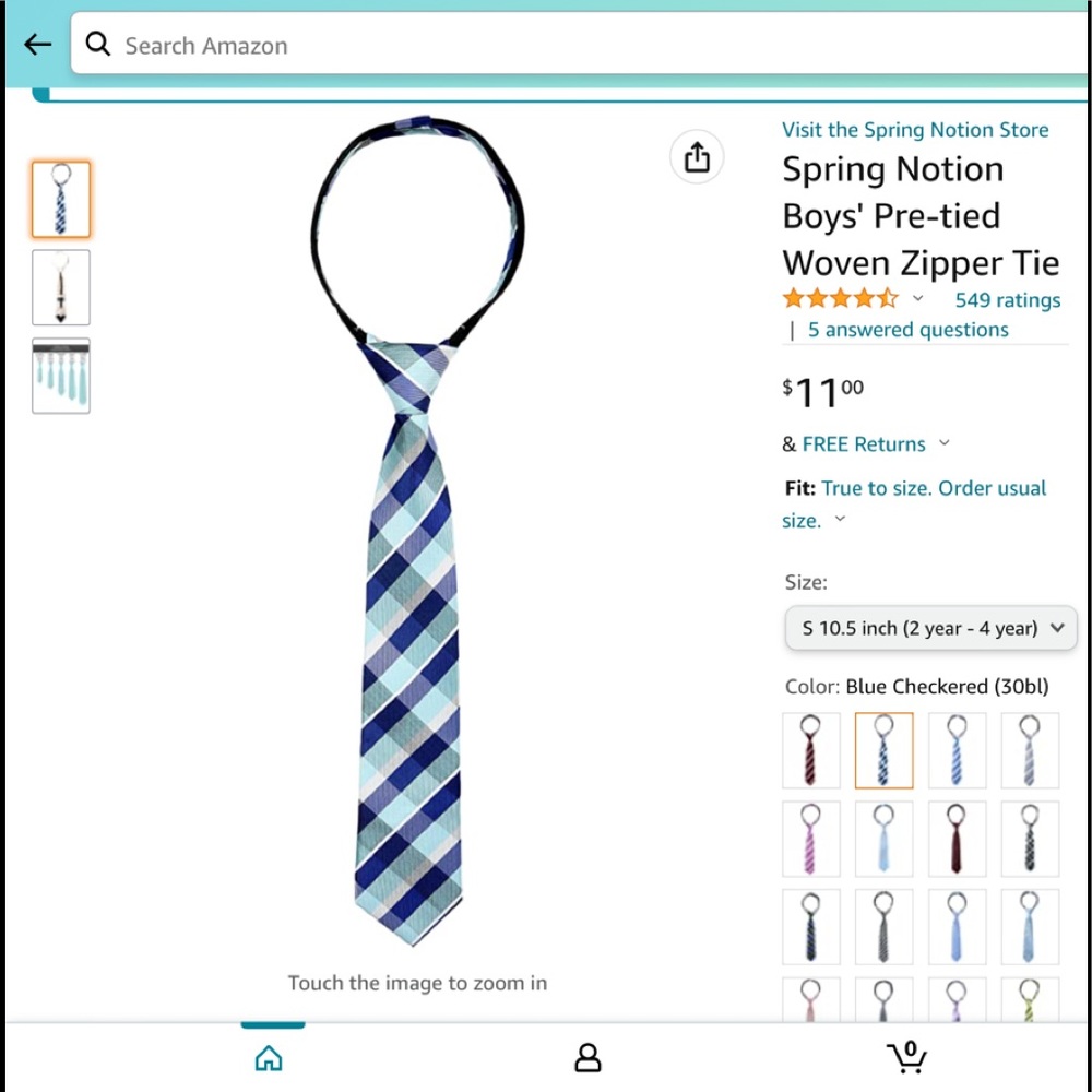 Boy’s tie with zip